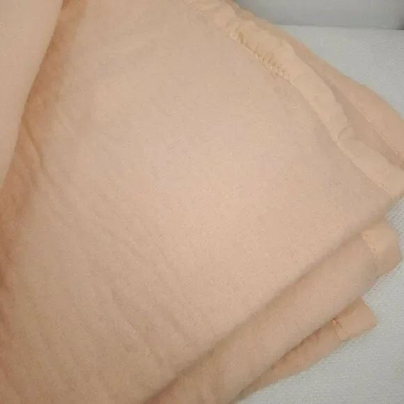 Vintage Pink Peach Satin Edge Blanket Made in USA